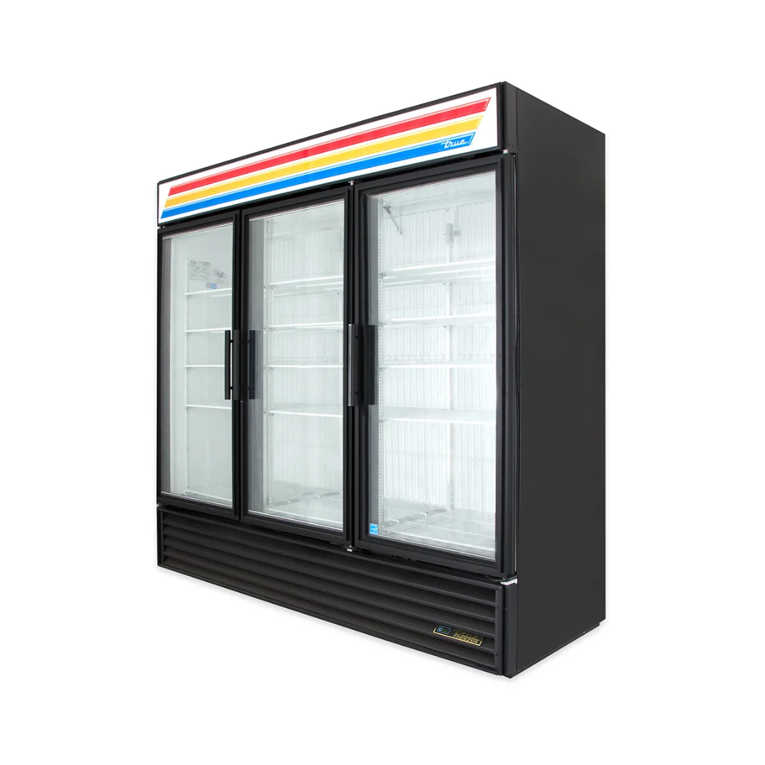 True GDM-72F-HC~TSL01 78 1/8" Black Glass Door Merchandiser Freezer