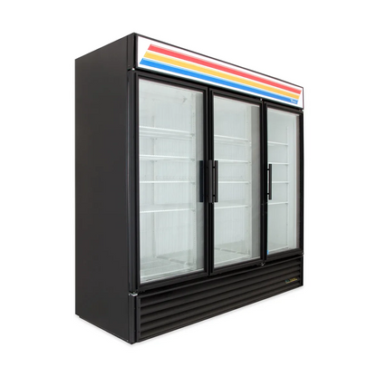 True GDM-72F-HC~TSL01 78 1/8" Black Glass Door Merchandiser Freezer