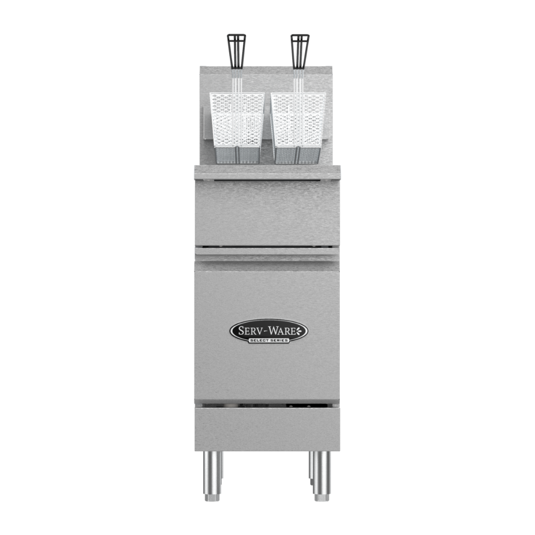 Serv-Ware SGF-40L 40 lb 3-Tube Commercial LP Gas Floor Fryer – Stainless Steel