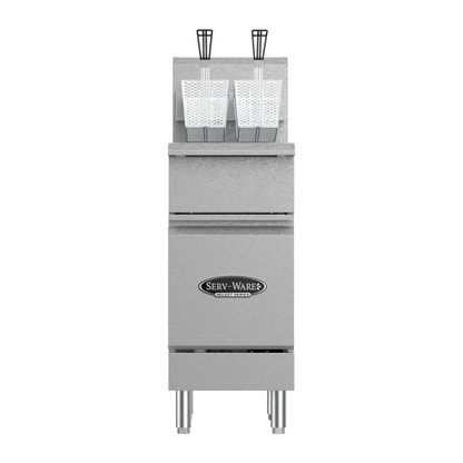 Serv-Ware SGF-40L 40 lb 3-Tube Commercial LP Gas Floor Fryer – Stainless Steel