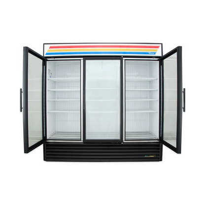 True GDM-72F-HC~TSL01 78 1/8" Black Glass Door Merchandiser Freezer