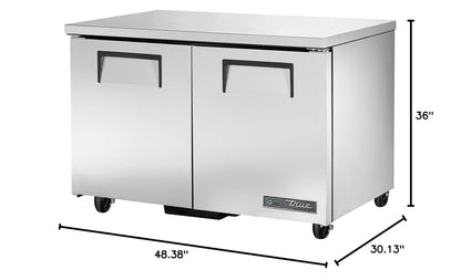 True TUC-48-HC Undercounted Solid Door Refrigerator with Hydrocarbon Refrigerant