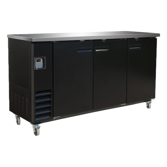 Serv-Ware BB4-24-HC 73" 3 Section Back Bar Cooler with Solid Door