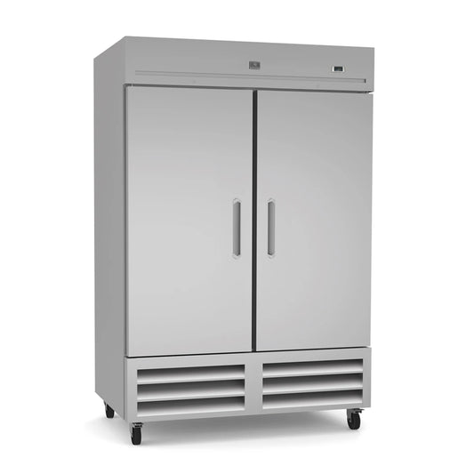 Kelvinator KCHRI54R2DFE 54" Two-Section Solid Door Reach-in Freezer | Commercial Upright Double Cooler for Hotel Deli Cafeteria Ice Cream Shelves