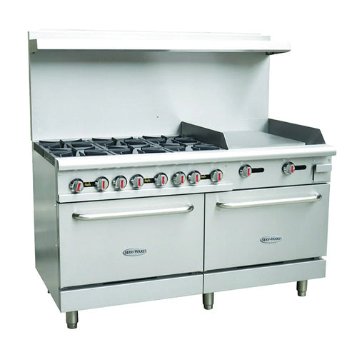 Serv-Ware SGR-6B-24RG 60" Gas Range w/ (6) Open Burners