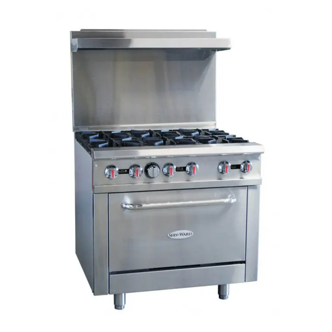 Serv-Ware SGR-6B - Restaurant Range Natural Gas 36" (6) Burners 1 Oven