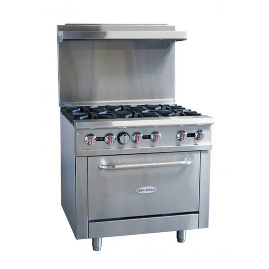 Serv-Ware SGR-6B - Restaurant Range Natural Gas 36" (6) Burners 1 Oven