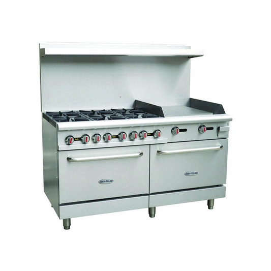 Serv-Ware SGR-6B-24G - Restaurant Range Natural Gas 60" 6 Burners