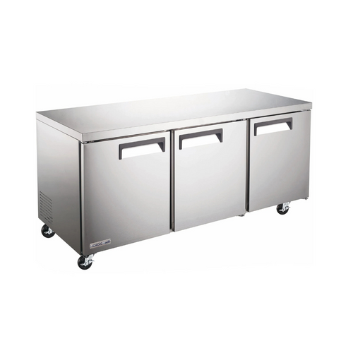 Serv-Ware UCR-72-HC 72" 3-Section Undercounter Refrigerator w/ 3 Doors, 18 cu ft