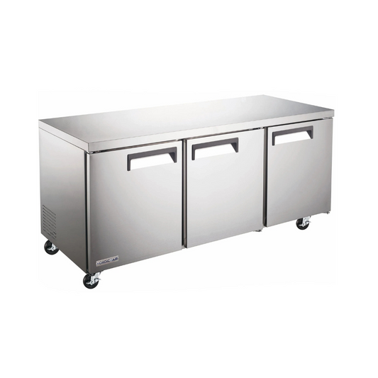 Serv-Ware UCR-72-HC 72" 3-Section Undercounter Refrigerator w/ 3 Doors, 18 cu ft