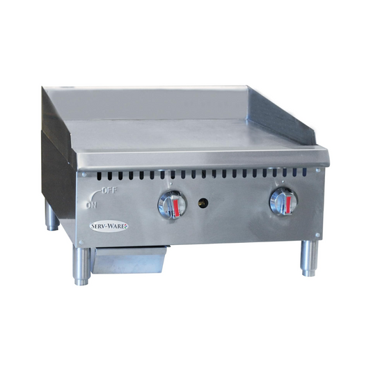 Serv-Ware SMGS-24 24" Countertop Manual Gas Griddle w/ 3/4" Steel Plate