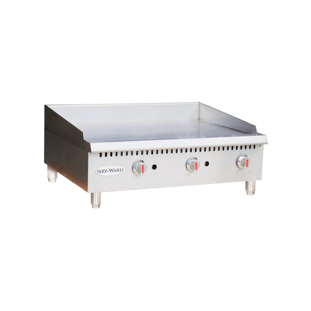 Serv-Ware SMGS-36 - Countertop Griddle Gas 3/4" Plate 3 Burners Manual Control