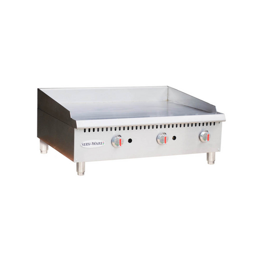 Serv-Ware SMGS-36 - Countertop Griddle Gas 3/4" Plate 3 Burners Manual Control