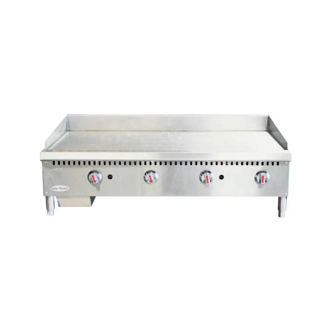 Serv-Ware SMGS-48 48" Countertop Manual Gas Griddle 3/4" Steel Plate