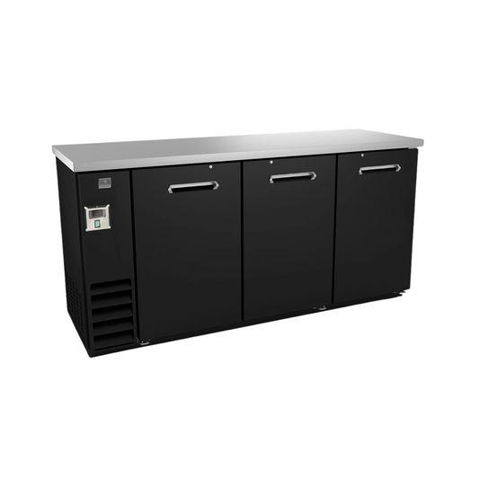 Kelvinator KCHBB72S 73″ 3 Door Solid Back Bar Refrigerator