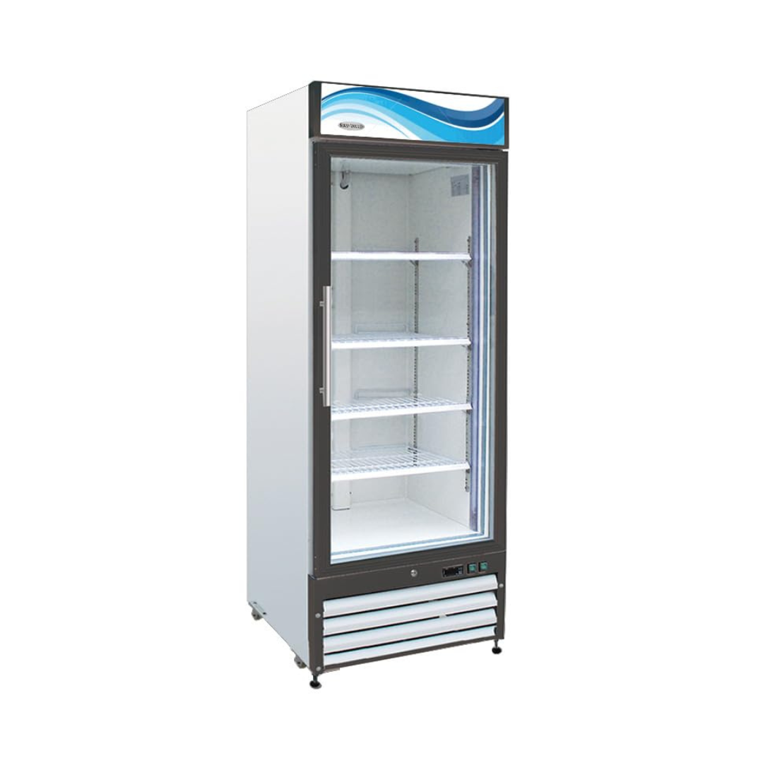 Refrigerador expositor refrigerado Serv-Ware GR23-HC de una sección con puerta de vidrio con bisagras y cerradura