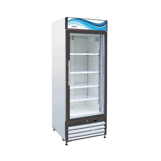 Serv-Ware GR23-HC Refrigerated Merchandiser One-Section Display Refrigerator with Hinged Lockable Glass Door