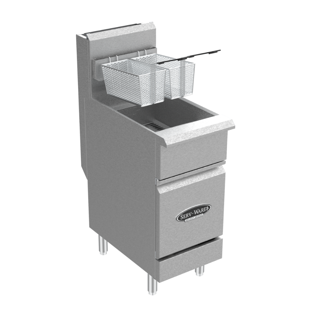 Serv-Ware SGF-40L 40 lb 3-Tube Commercial LP Gas Floor Fryer – Stainless Steel