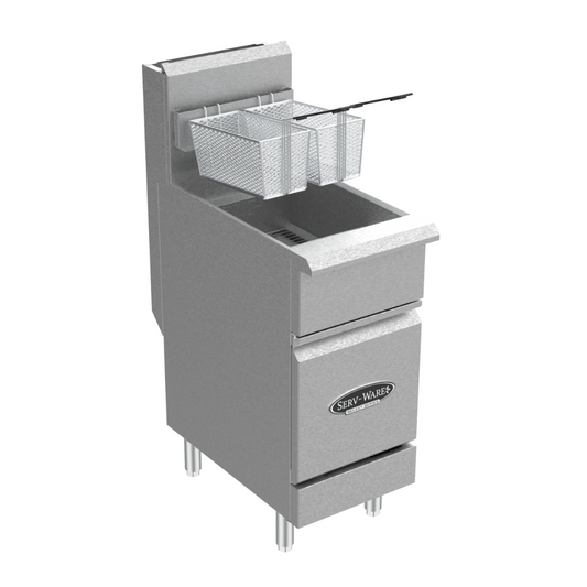 Serv-Ware SGF-40L 40 lb 3-Tube Commercial LP Gas Floor Fryer – Stainless Steel