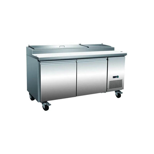 Serv-Ware PP67-9-HC 70" 2-Section Refrigerated Pizza Prep Table w/ 2 Doors, (9) 1/3 Pans