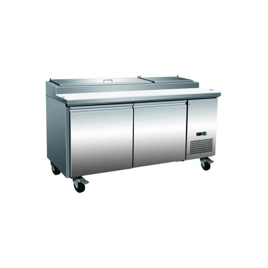 Serv-Ware PP67-9-HC 70" 2-Section Refrigerated Pizza Prep Table w/ 2 Doors, (9) 1/3 Pans