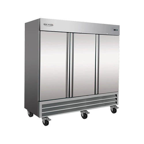 Serv-Ware RF3-HC 81" 3-Section Solid Door Reach-In Freezer Bottom Mount 72 cu. ft.