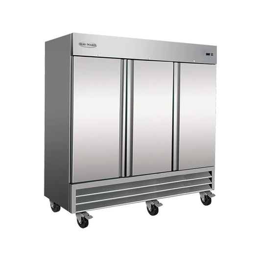Serv-Ware RF3-HC 81" 3-Section Solid Door Reach-In Freezer Bottom Mount 72 cu. ft.